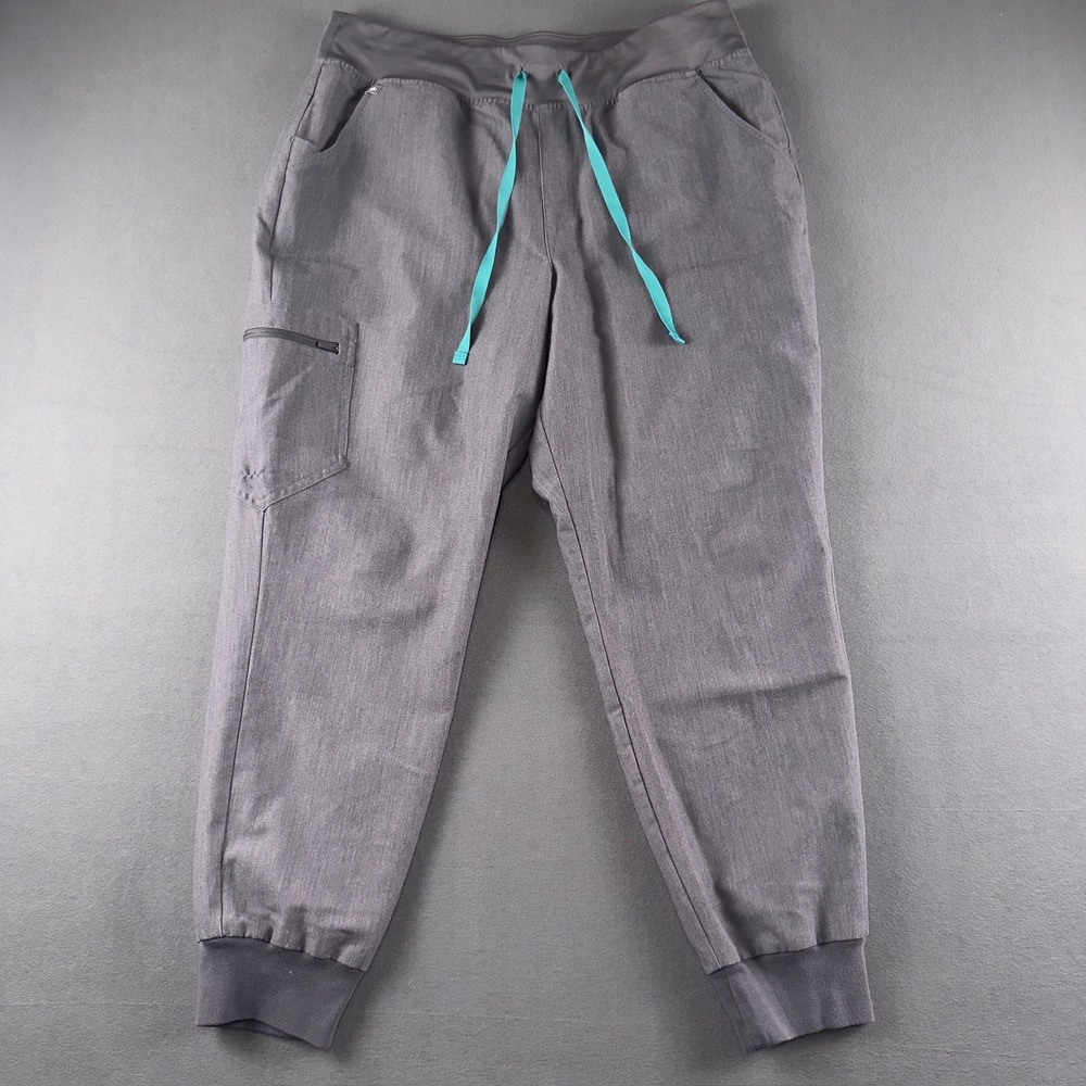 FIGS High Waisted Zamora Jogger Scrub Pants Grey XL Petite W22SW2012P